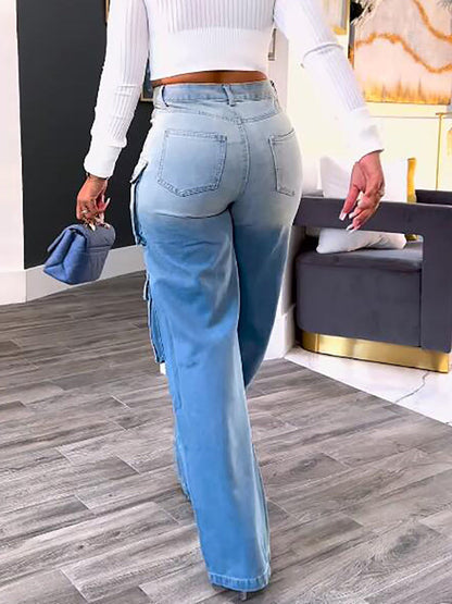 Cargo Pocket Wide Leg Jeans