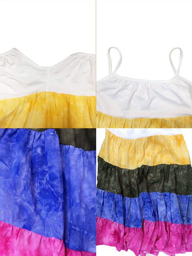 Minivestido de tirantes multicolor con estampado degradado 