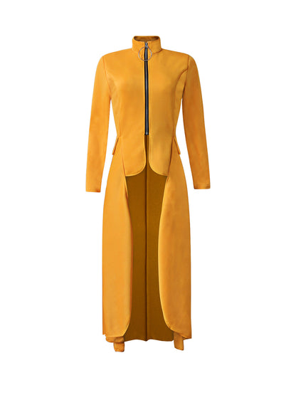 High Low Irregular Zipper Front Tunic Top