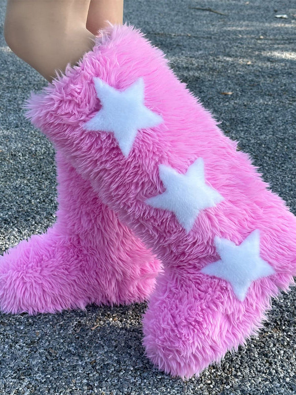 Star Print Fur Bootss