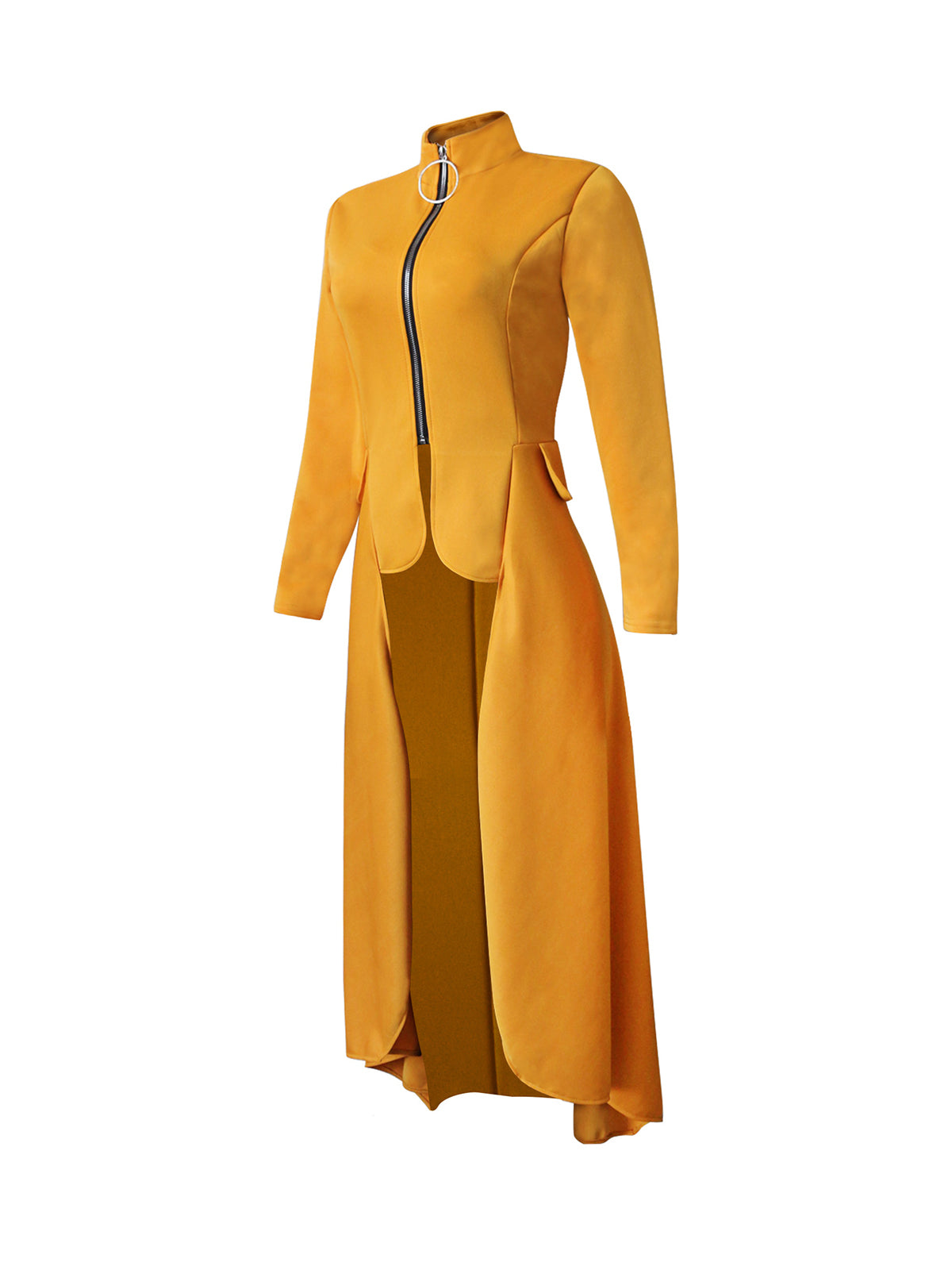 High Low Irregular Zipper Front Tunic Top