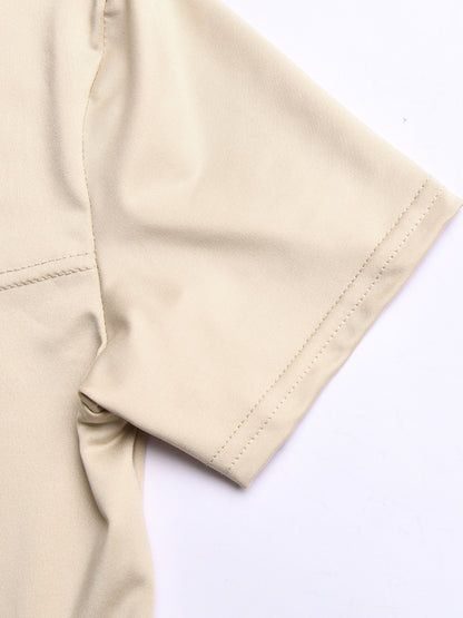 Short Sleeve Zip Front Rompers