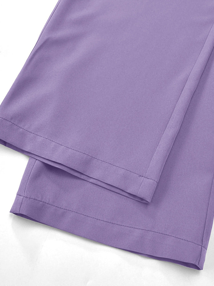 Solid Color Top Straight Leg Pants Set