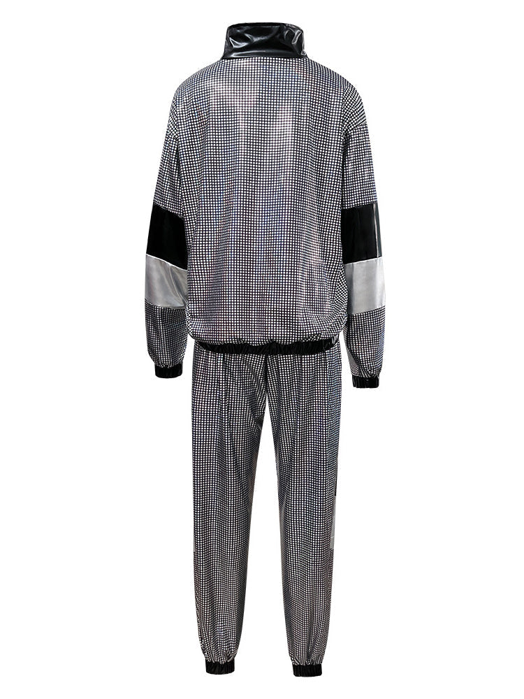 Halloween 80s Disco Glitter Jacket Pants Sets