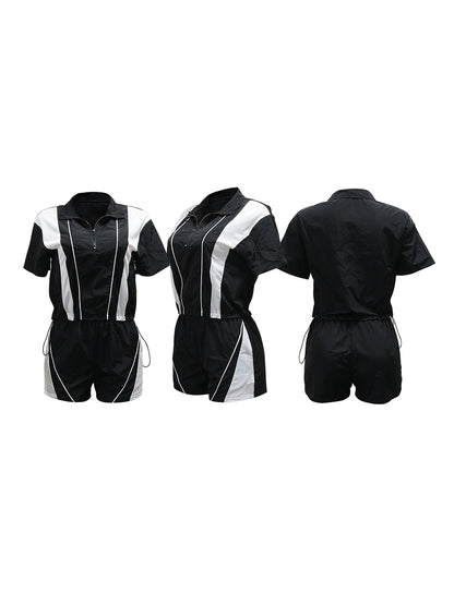 Sporty Patchwork Top Shorts Set