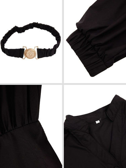 Stand Collar Long Sleeve A-line Mini Dress