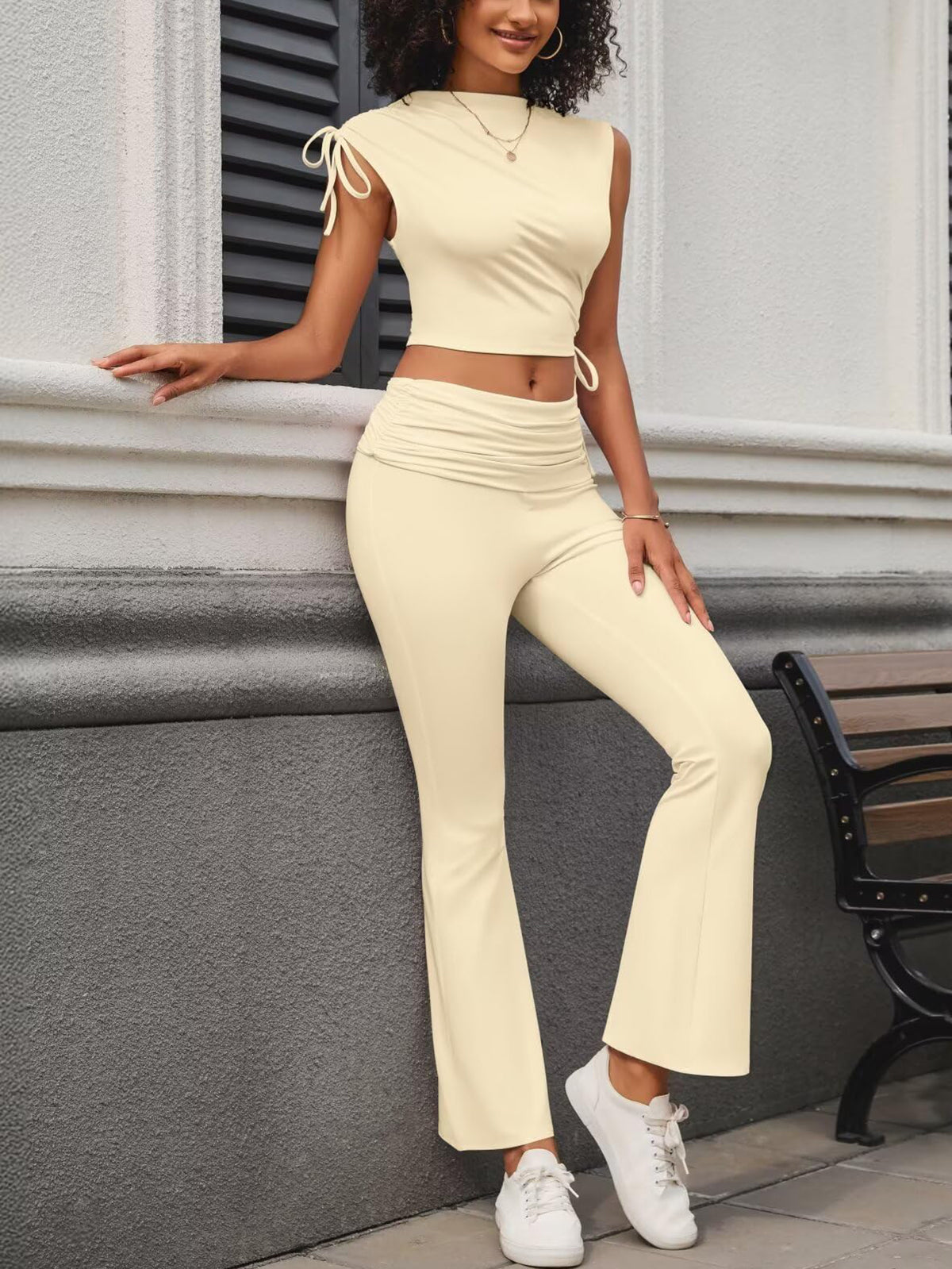 Sleeveless Crop Top Pants Sets