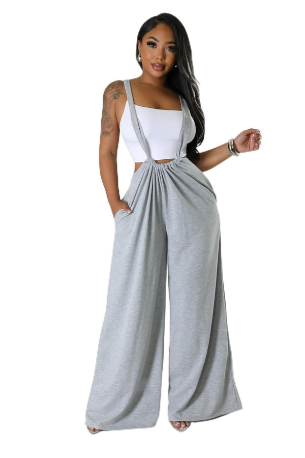 Sleeveless Adjustable Strap Baggy Wide Leg Overalls