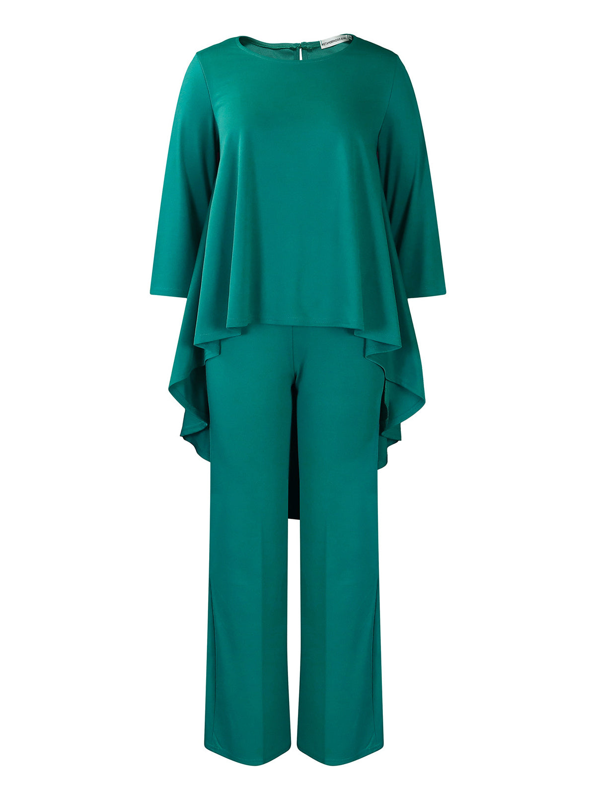 Asymmetric Hem Top Wide Leg Pants Set