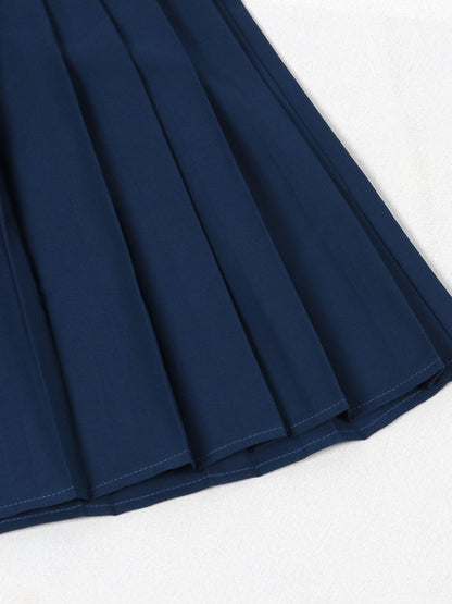 Vintage Tennis Print Sweatshirt Pleated Skirt Set