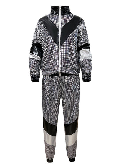 Halloween 80s Disco Glitter Jacket Pants Sets