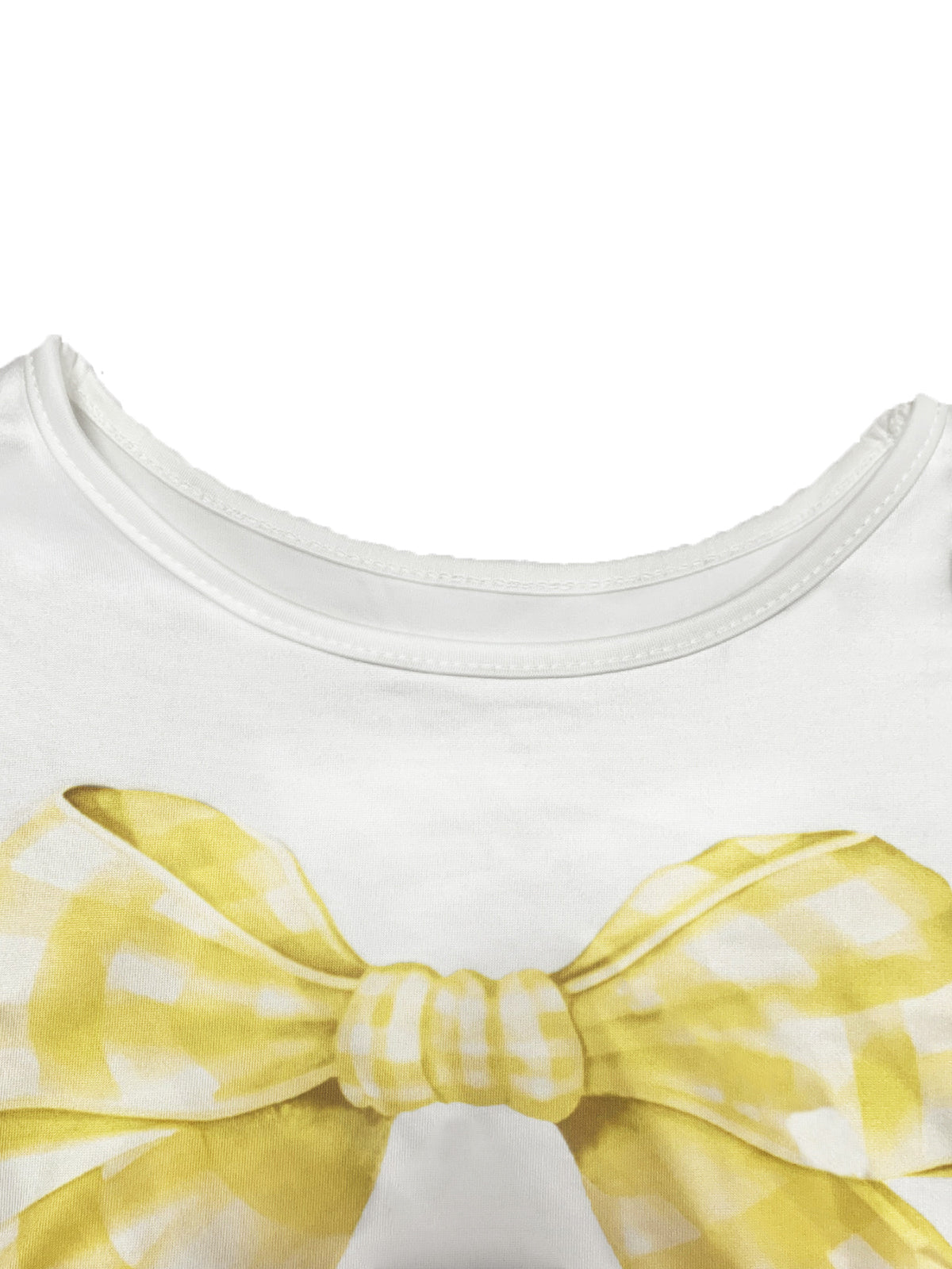 Bow Tie Print Top Denim Plaid Wide-Leg Pants Sets