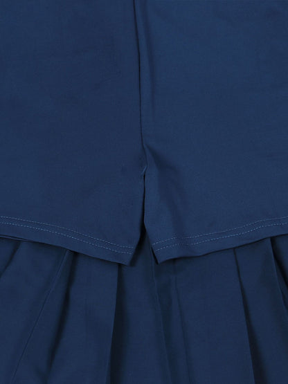 Vintage Tennis Print Sweatshirt Pleated Skirt Set