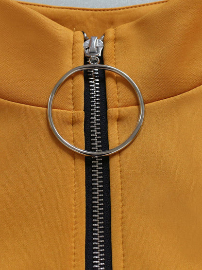 High Low Irregular Zipper Front Tunic Top