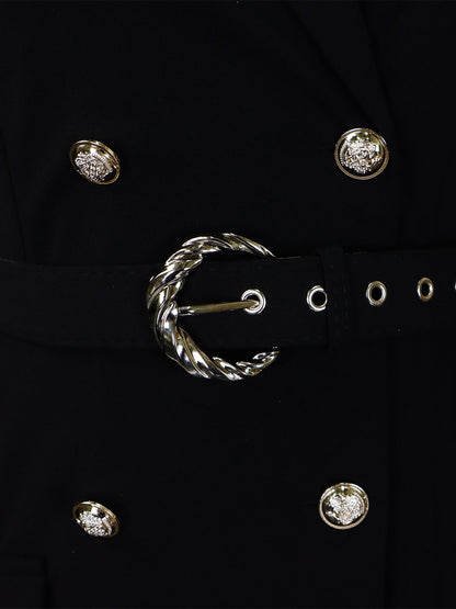 Belted Blazer Pleated Midi Dress