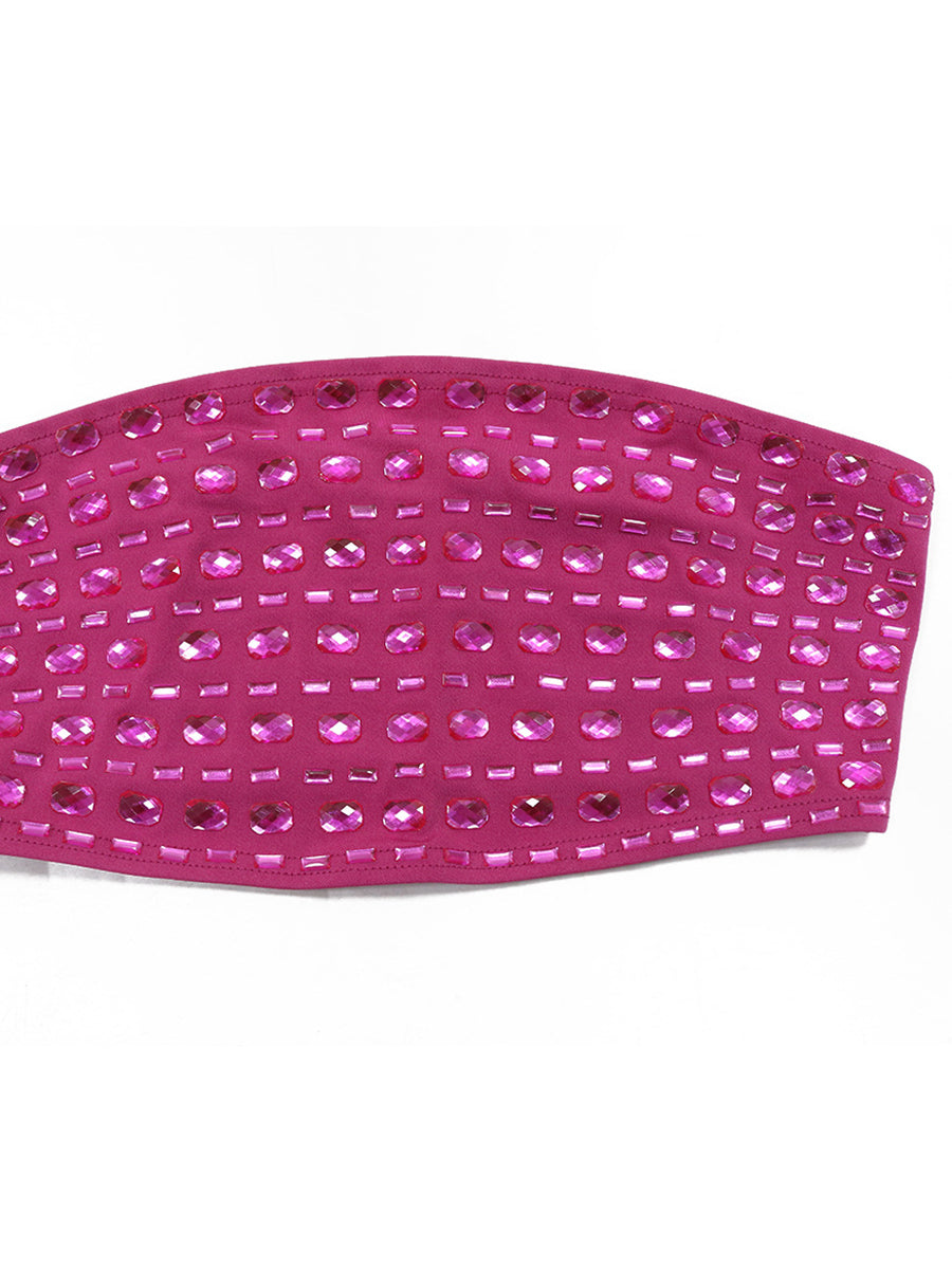 Glamorous Silver Rhinestone Skirt Sets