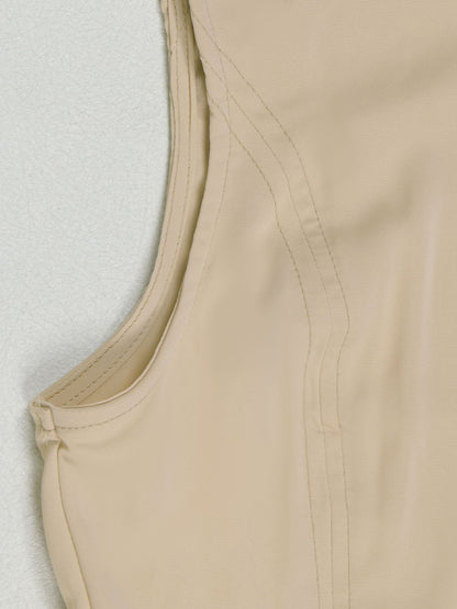 Sleeveless Button Design Midi Dress