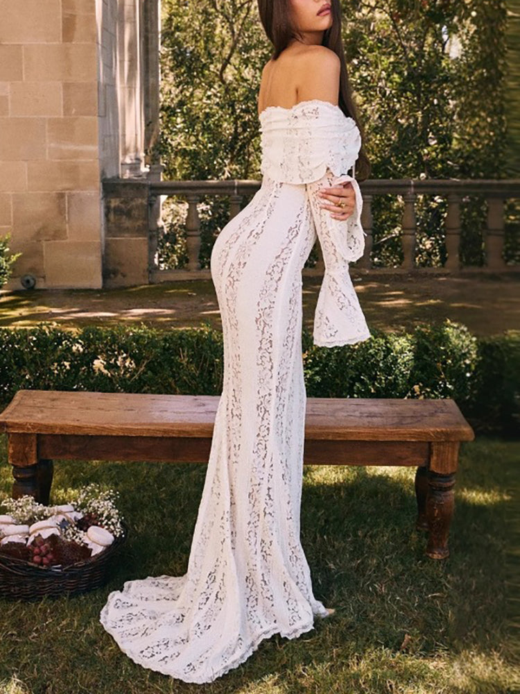 Off Shoulder Lace Maxi Dress