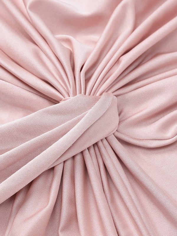 Elegant Waist Twist Ruched Evening Maxi Dress