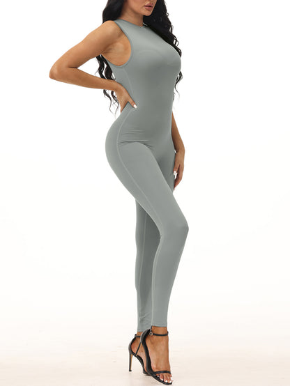 Sleeveless Zipper Jumpsuits