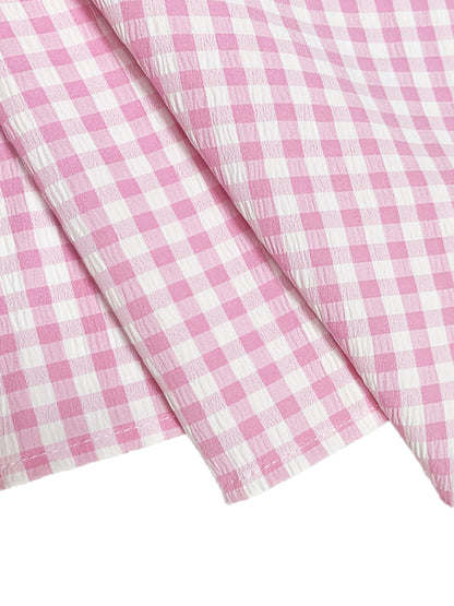 Bow Tie Print Top Denim Plaid Wide-Leg Pants Sets