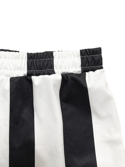 Striped Polo Crop Top Shorts Set