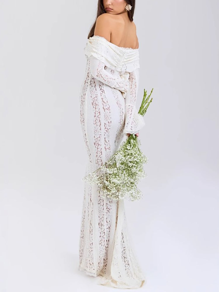 Off Shoulder Lace Maxi Dress