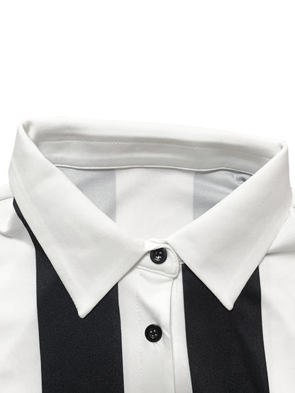 Striped Polo Crop Top Shorts Set