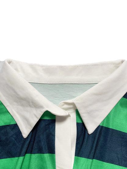 Striped Contrast Crop Top Skirt Set