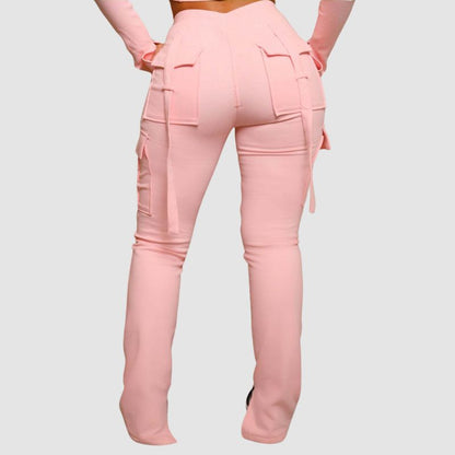 Pantalón cargo con abertura y cordón