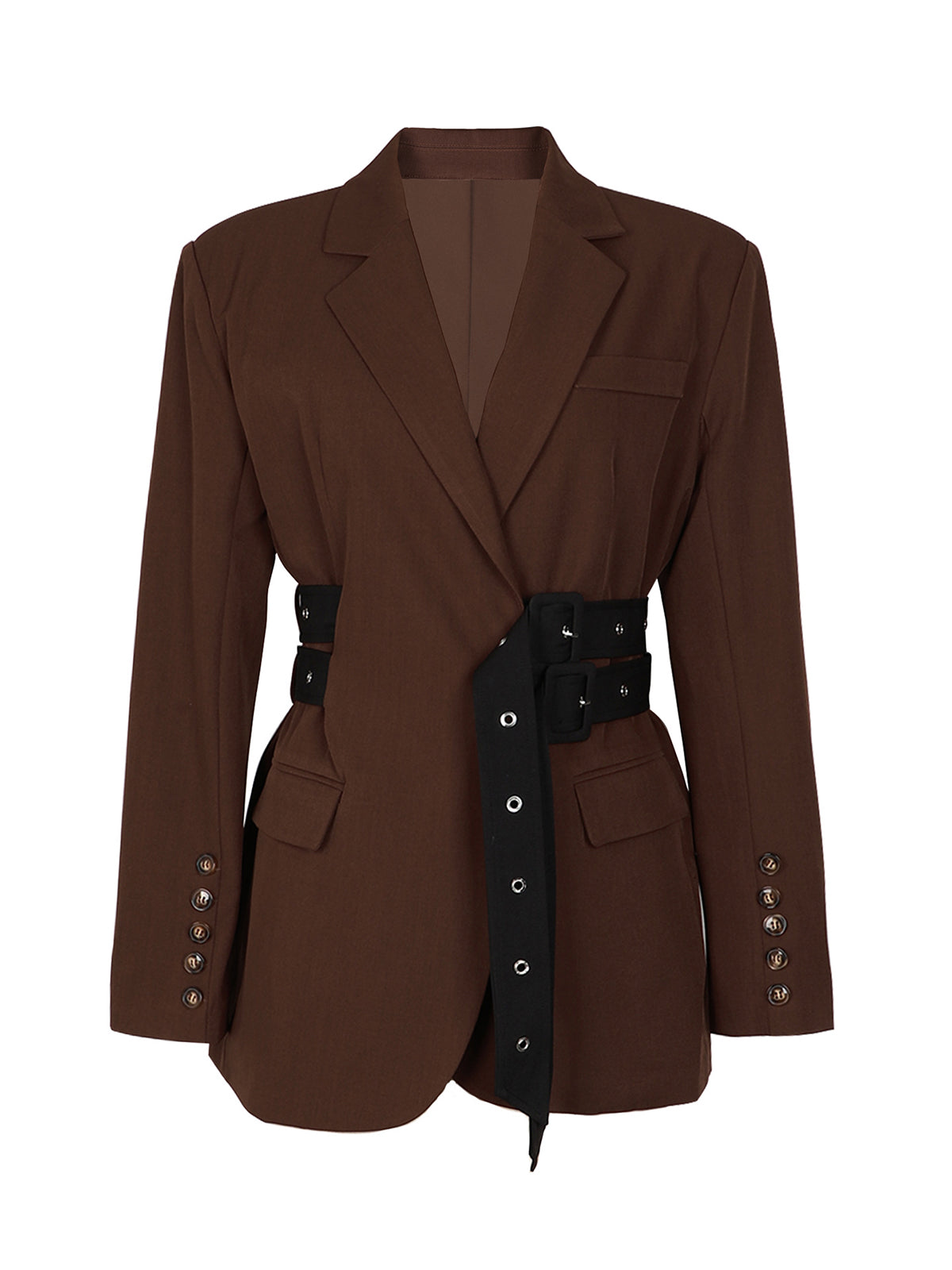 Belted Button Blazer Jacket
