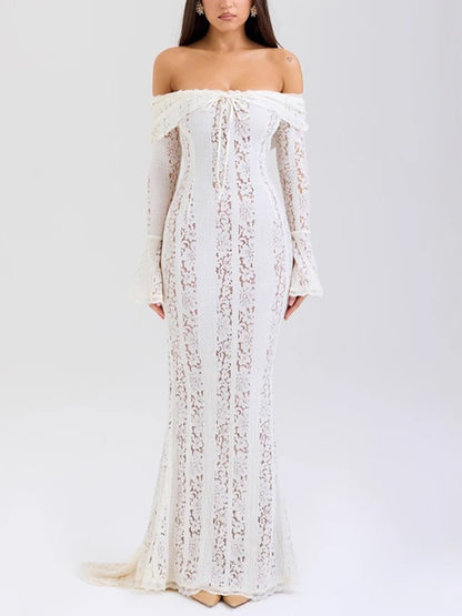 Off Shoulder Lace Maxi Dress