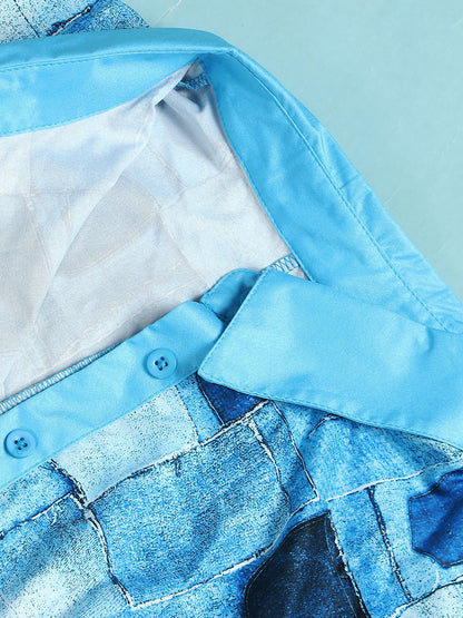 Mesh Patchwork Shirt Dress