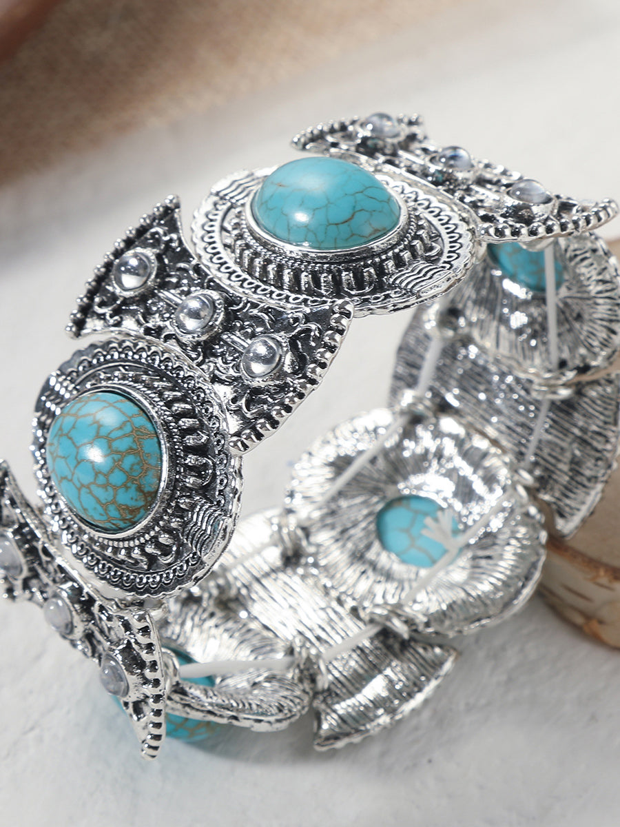 Bohemian Turquoise Earring Bracelet Necklace Sets