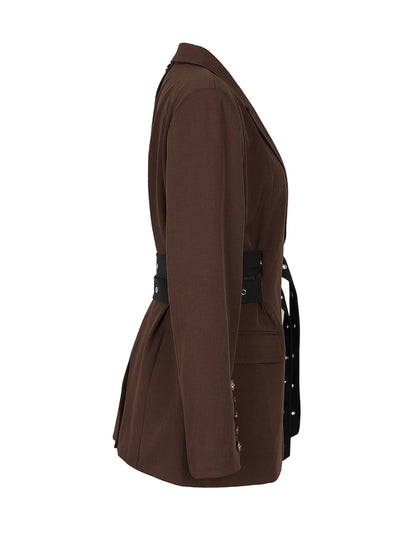 Belted Button Blazer Jacket