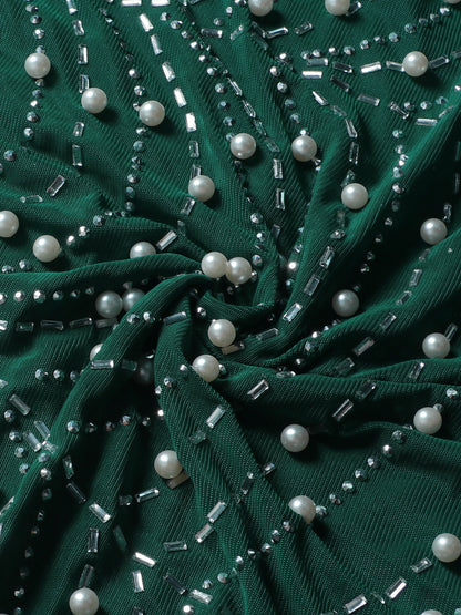 Feather Rhinestone Strapless Mini Dress