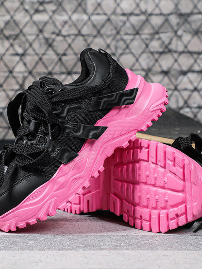 Thick Sole Breathable Mesh Lace-Up Sneakers
