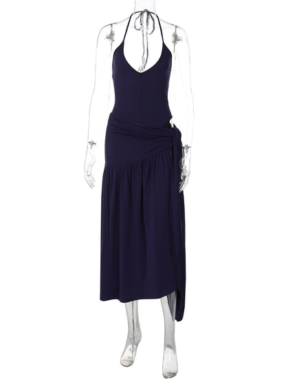 Halter Backless Maxi Skirt Set