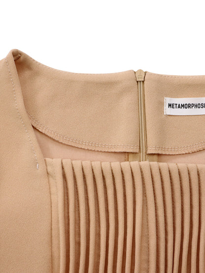 Plus Size Square Neck Pleated Dress