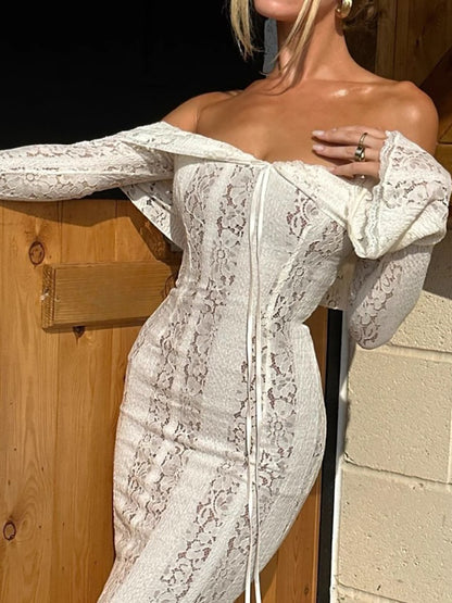 Off Shoulder Lace Maxi Dress