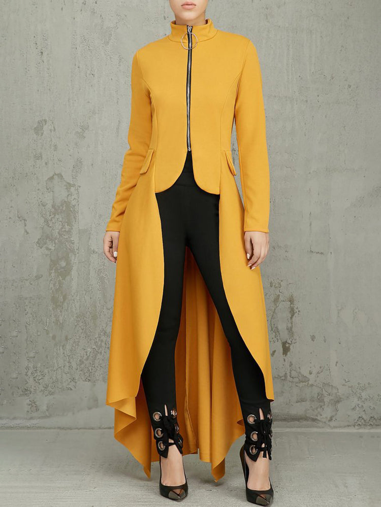 High Low Irregular Zipper Front Tunic Top