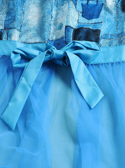 Mesh Patchwork Shirt Dress