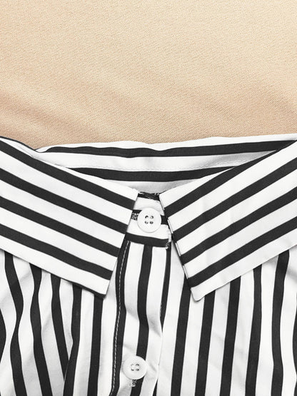 Striped Shirt Shorts Set