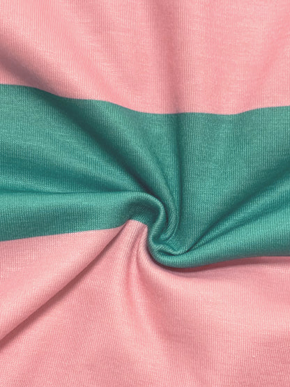 Striped Contrast Crop Top Skirt Set