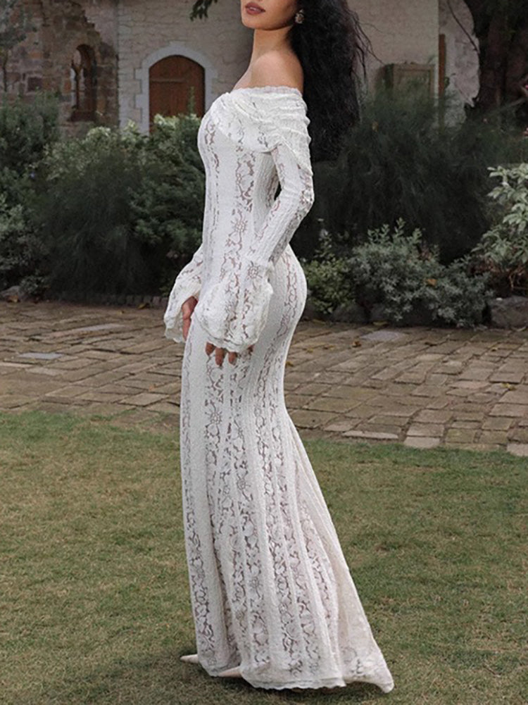 Off Shoulder Lace Maxi Dress