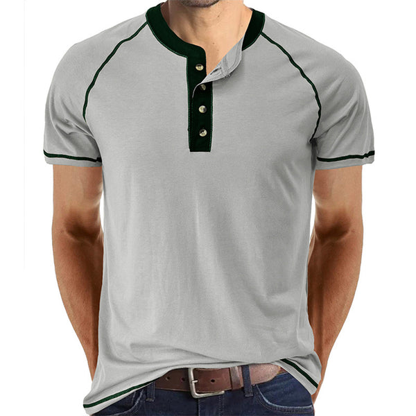 Camisa Henley de manga corta para hombre