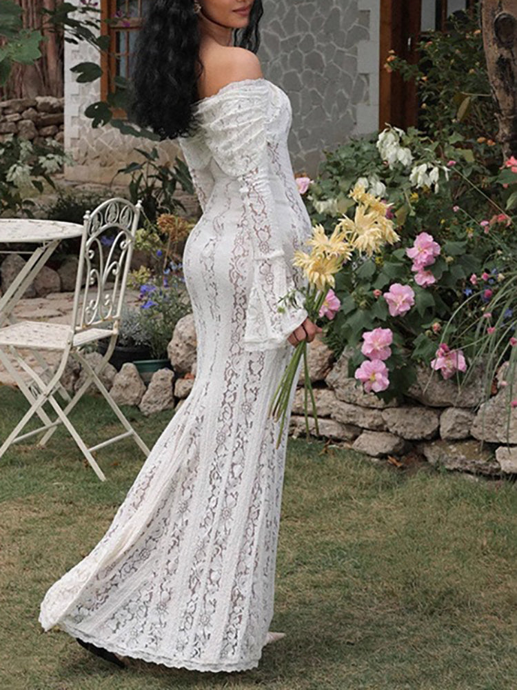 Off Shoulder Lace Maxi Dress