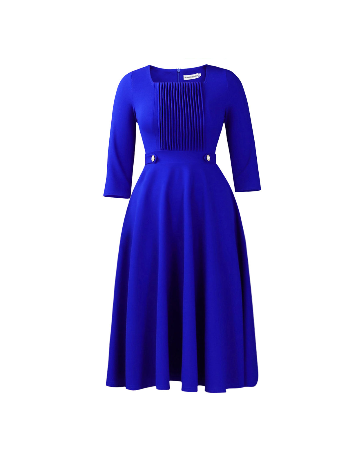 Plus Size Square Neck Pleated Dress