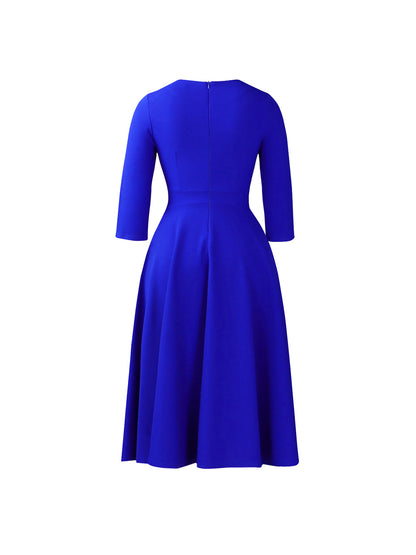 Plus Size Square Neck Pleated Dress