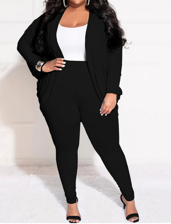 Plus Size Two Piece Jacket Bodycon Pants